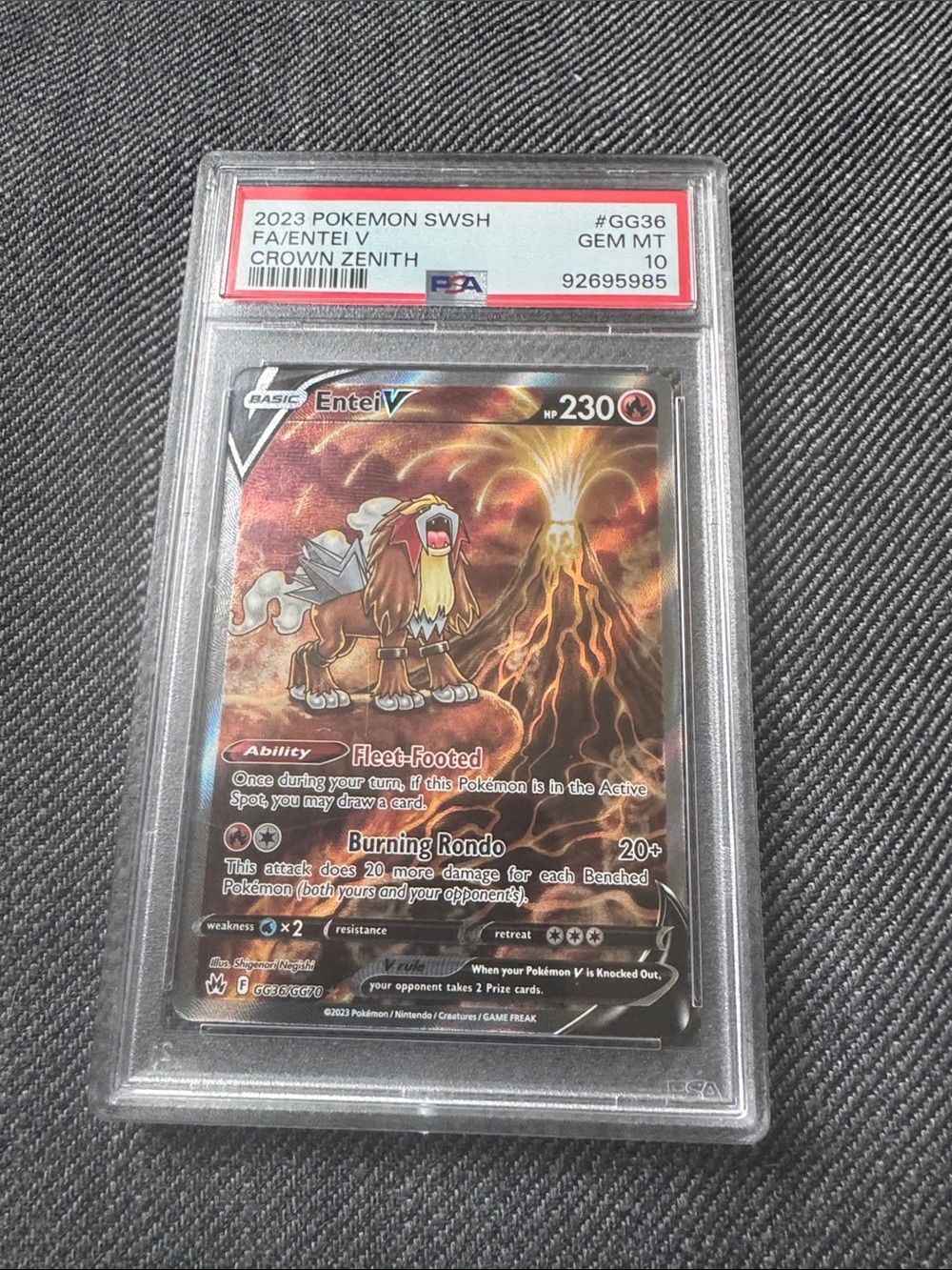 Pokemon Entei V Holo Promo Card - Brown/Gold